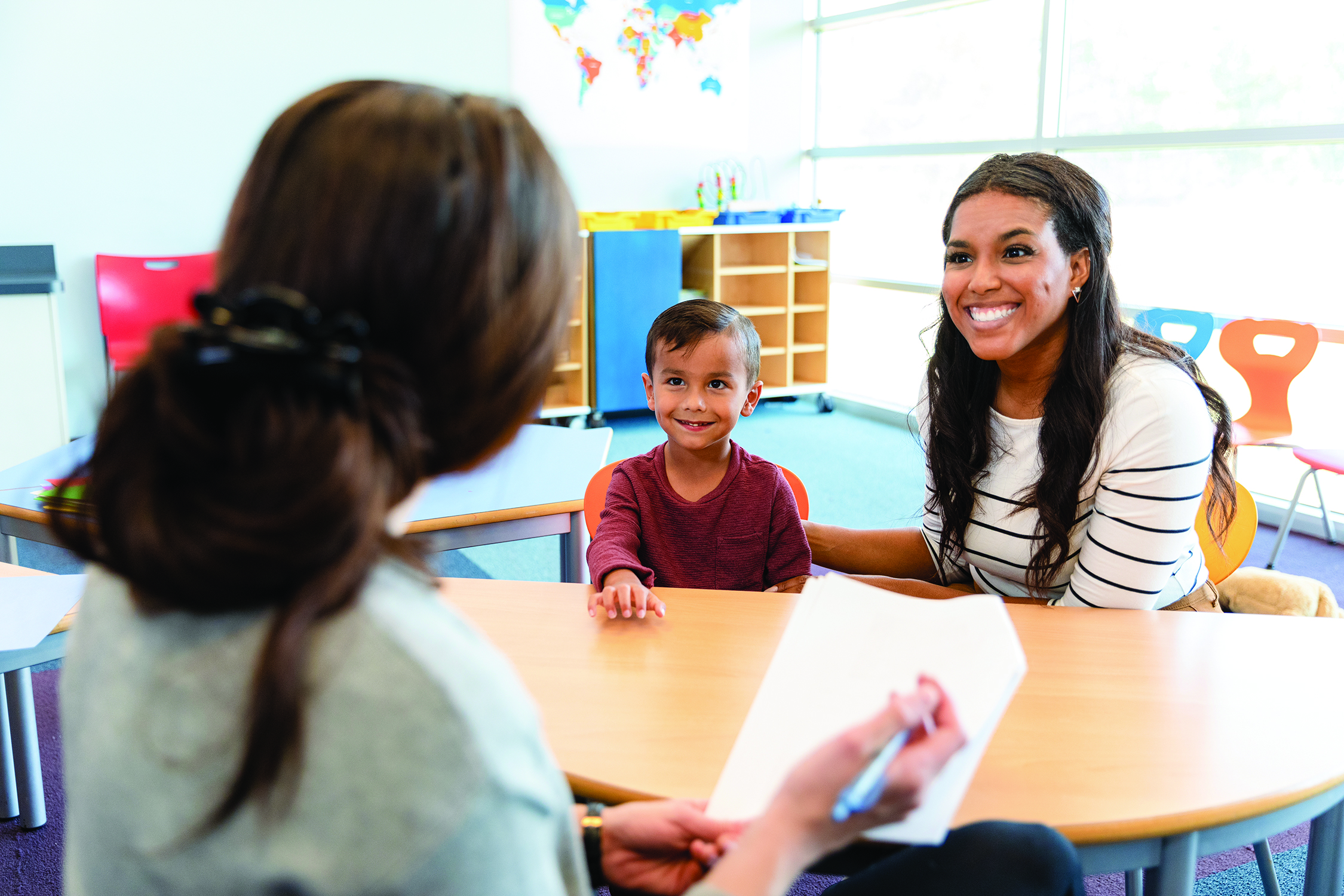 teacher mom and student all talking